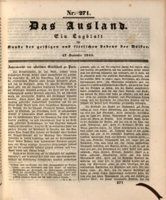 Das Ausland Freitag 27. September 1844