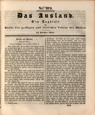 Das Ausland Sonntag 29. September 1844