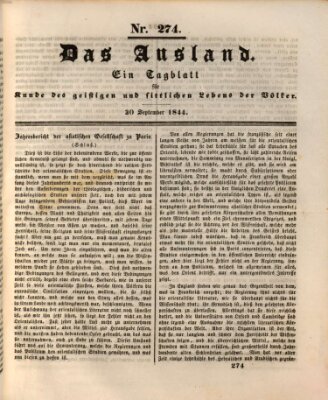 Das Ausland Montag 30. September 1844