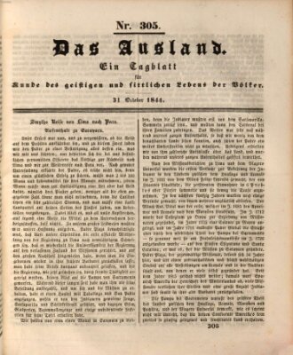 Das Ausland Donnerstag 31. Oktober 1844