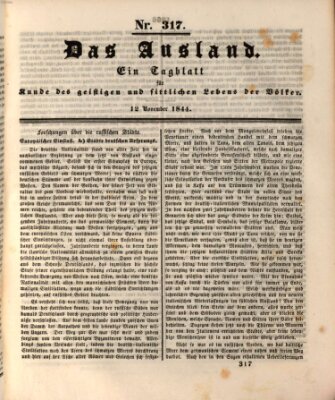 Das Ausland Dienstag 12. November 1844