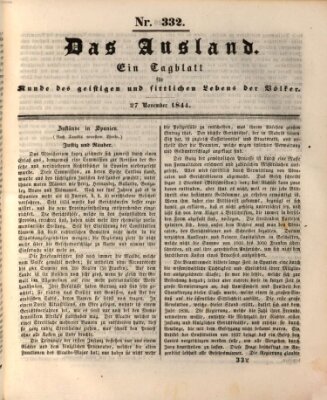 Das Ausland Mittwoch 27. November 1844