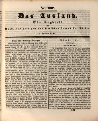 Das Ausland Montag 2. Dezember 1844