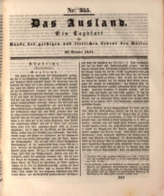 Das Ausland Freitag 20. Dezember 1844