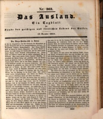 Das Ausland Samstag 28. Dezember 1844