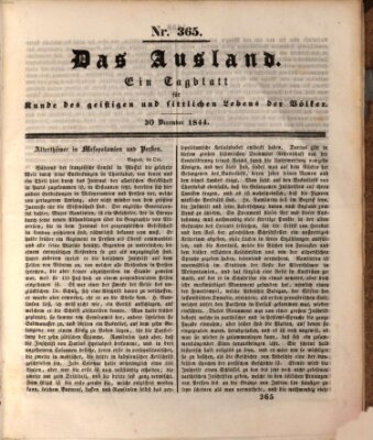 Das Ausland Montag 30. Dezember 1844