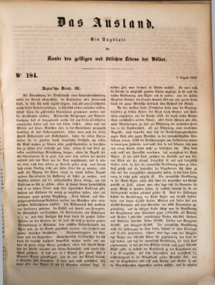 Das Ausland Mittwoch 2. August 1848