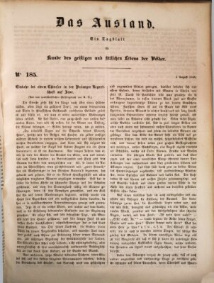 Das Ausland Donnerstag 3. August 1848