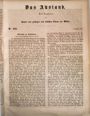 Das Ausland Donnerstag 10. August 1848