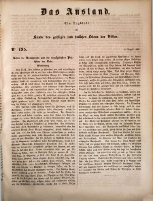 Das Ausland Dienstag 15. August 1848