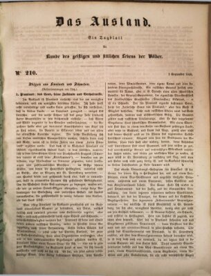 Das Ausland Freitag 1. September 1848