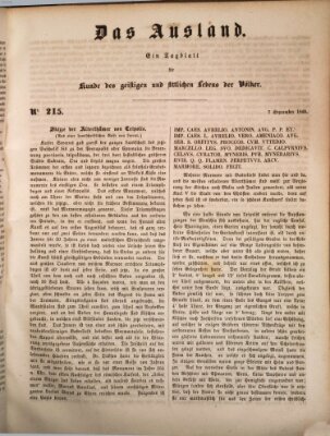 Das Ausland Donnerstag 7. September 1848