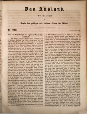 Das Ausland Freitag 8. September 1848