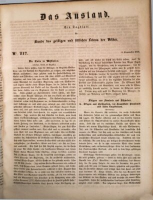 Das Ausland Samstag 9. September 1848