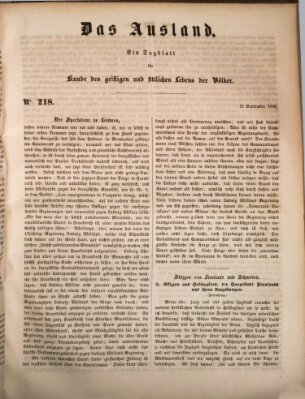 Das Ausland Montag 11. September 1848