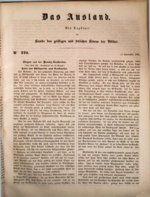 Das Ausland Mittwoch 13. September 1848