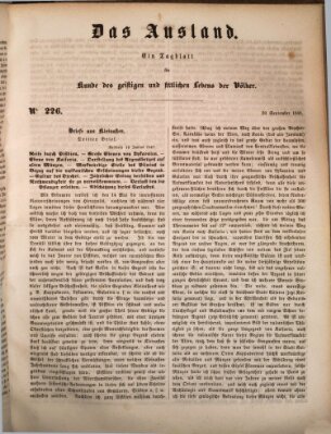 Das Ausland Mittwoch 20. September 1848