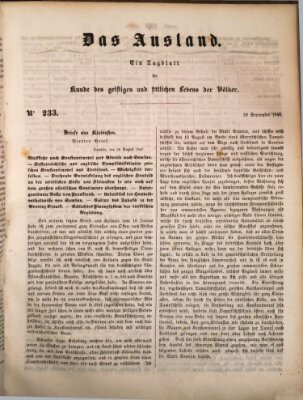 Das Ausland Donnerstag 28. September 1848