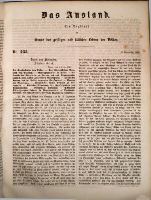 Das Ausland Samstag 30. September 1848