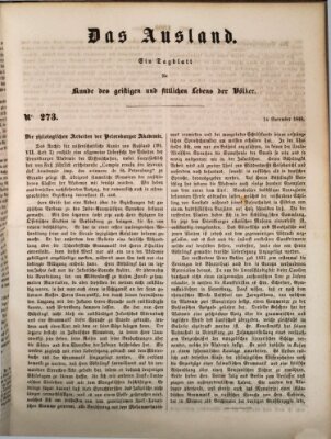 Das Ausland Dienstag 14. November 1848