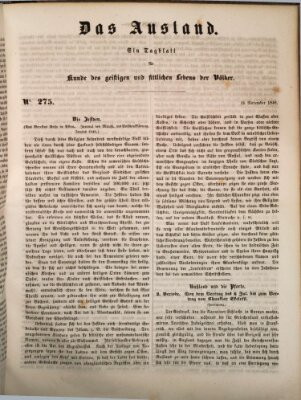 Das Ausland Donnerstag 16. November 1848