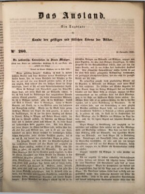 Das Ausland Mittwoch 22. November 1848