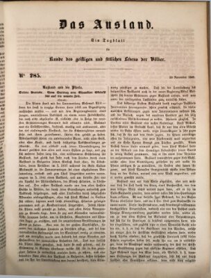 Das Ausland Dienstag 28. November 1848