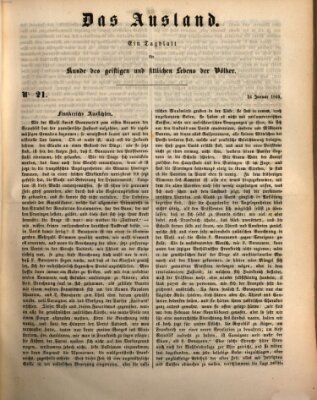 Das Ausland Mittwoch 24. Januar 1849