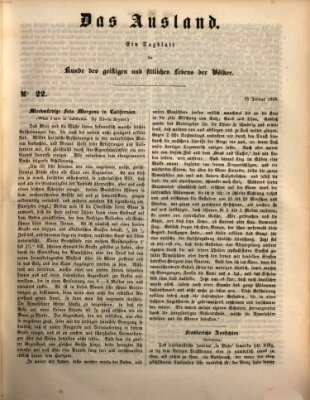 Das Ausland Donnerstag 25. Januar 1849