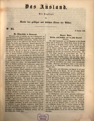 Das Ausland Montag 29. Januar 1849