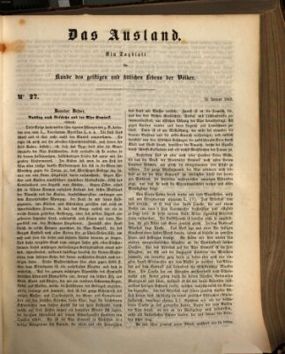 Das Ausland Mittwoch 31. Januar 1849