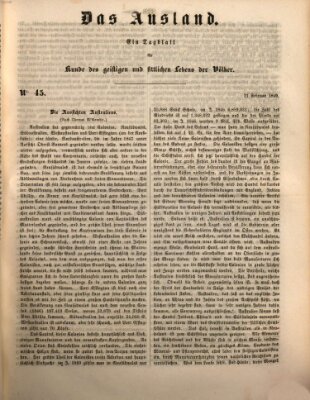 Das Ausland Mittwoch 21. Februar 1849