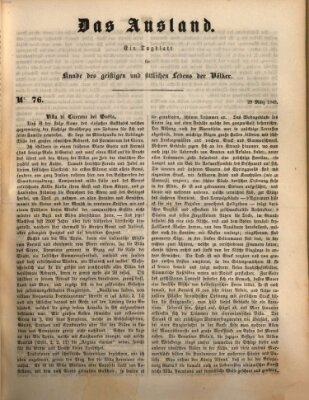 Das Ausland Donnerstag 29. März 1849