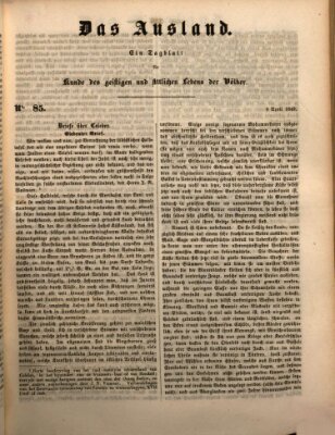 Das Ausland Montag 9. April 1849