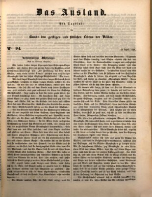 Das Ausland Donnerstag 19. April 1849