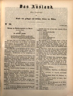 Das Ausland Samstag 21. April 1849