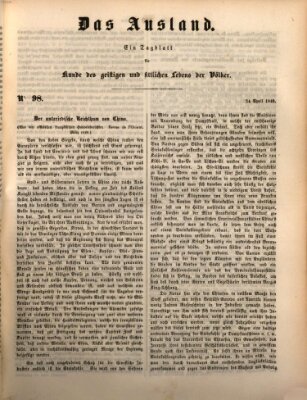 Das Ausland Dienstag 24. April 1849