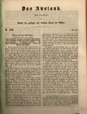 Das Ausland Dienstag 1. Mai 1849