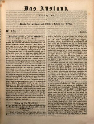 Das Ausland Mittwoch 2. Mai 1849