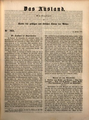 Das Ausland Mittwoch 11. Juli 1849