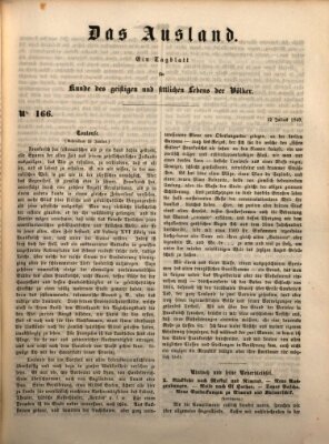 Das Ausland Donnerstag 12. Juli 1849