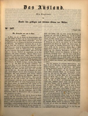 Das Ausland Montag 6. August 1849