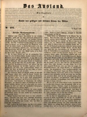 Das Ausland Freitag 10. August 1849