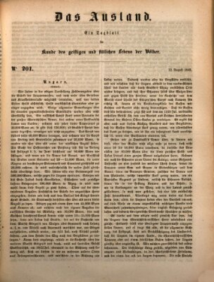 Das Ausland Mittwoch 22. August 1849