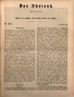 Das Ausland Montag 3. September 1849