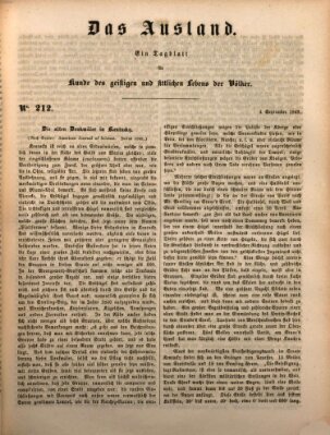 Das Ausland Dienstag 4. September 1849