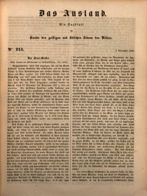 Das Ausland Mittwoch 5. September 1849