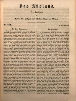 Das Ausland Donnerstag 6. September 1849