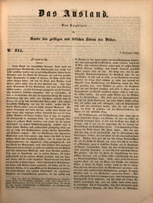 Das Ausland Freitag 7. September 1849