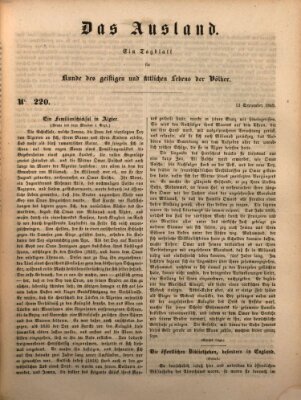 Das Ausland Donnerstag 13. September 1849